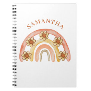 Rainbow Boho Personalized Spiral Photo Notebook