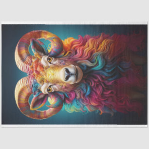 Rainbow Boho Ram Decoupage  Tissue Paper