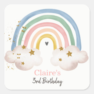 Rainbow Boho Sticker Pastel Rainbow Birthday