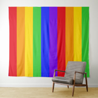 Rainbow bold lines figure tapestry