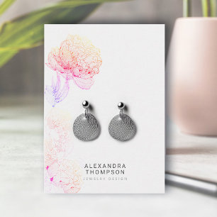 Rainbow Bold Peonies Floral Sketch Jewellery Displ Business Card