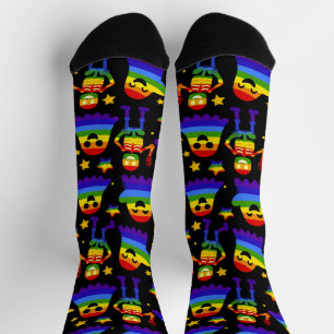 🦇🌈 Rainbow Bones & Stars Socks