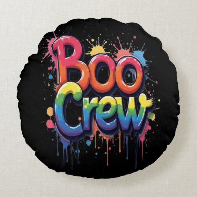 Rainbow BOO CREW Round Pillow (Front)