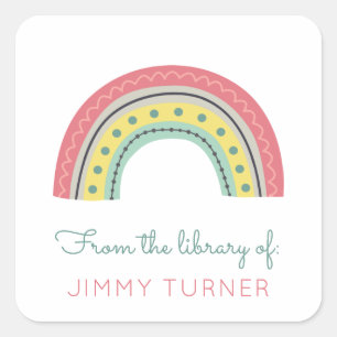 Rainbow Bookplate From the Library Of Square Sticker
