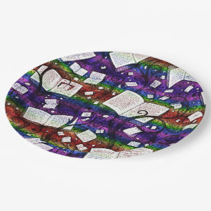 Rainbow Books Background Paper Plate