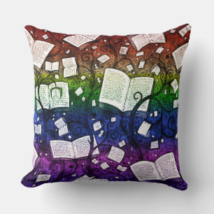 Rainbow Books Background Throw Pillow