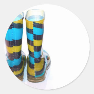 Rainbow Boots Classic Round Sticker