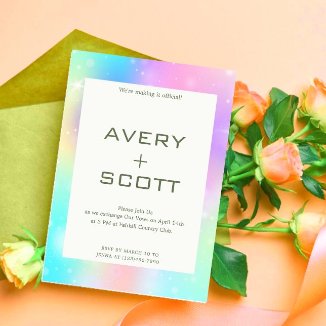 Rainbow Border Wedding Invitation (Creator Uploaded)