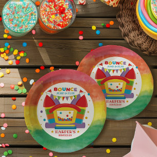Rainbow Bounce House Birthday Party  Paper Plate