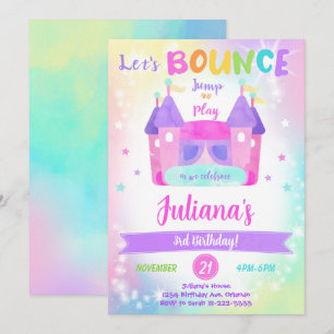 Rainbow Bounce House Invitation d'anniversaire