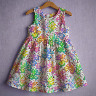Rainbow bows and polka dots  fabric