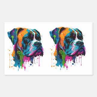 Rainbow Boxer Dog Colourful Boxer Dog Graphic T-Sh Sticker