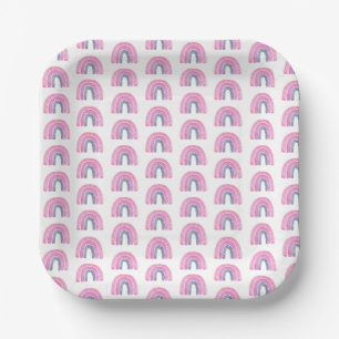  Rainbow Boy Baby Shower Square Paper Plate