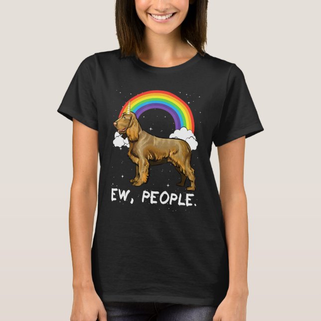 Rainbow Boykin Spaniel Ew People Unicorn Dog T-Shirt (Front)