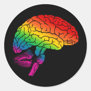 Rainbow Brain Classic Round Sticker