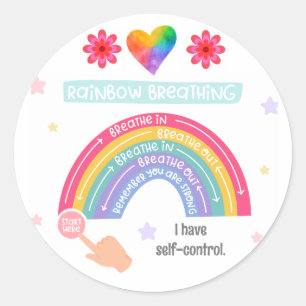 Rainbow Breathing exercise for calming corner Classic Round Sticker