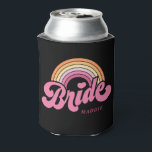 Rainbow Bride Retro Personalized  Can Cooler<br><div class="desc">Rainbow Bride Retro Personalized Can Cooler</div>