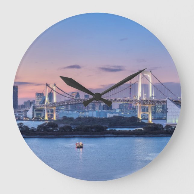 Rainbow Bridge at twilight Large Clock (Front)