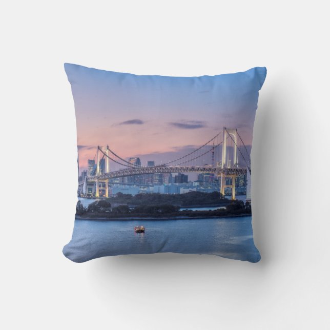 Rainbow Bridge at twilight Throw Pillow (Front)