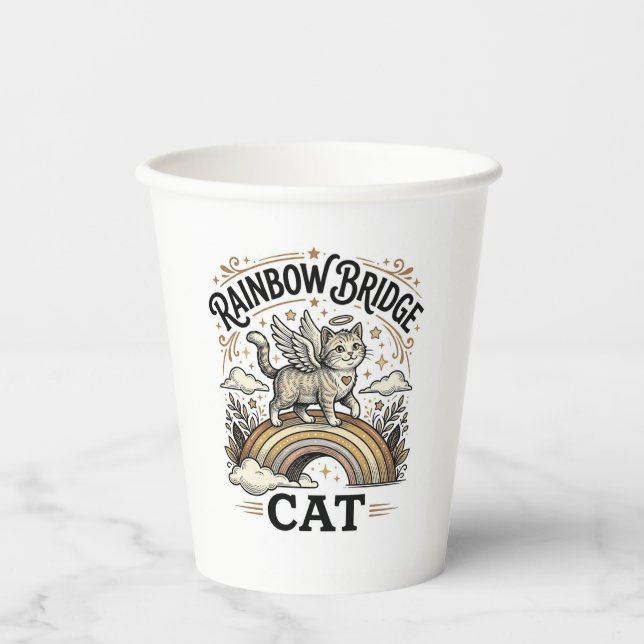 Rainbow Bridge Cat Cat Memorial Rainbow Bridge Vin Paper Cups (Front)
