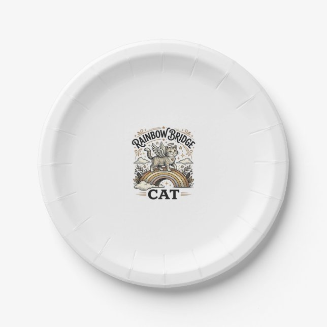 Rainbow Bridge Cat Cat Memorial Rainbow Bridge Vin Paper Plate (Front)