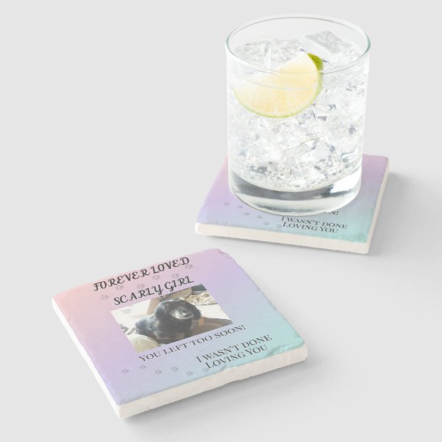 Rainbow Bridge Comfort Pet Memorial Keepsake Stone Coaster (Side)