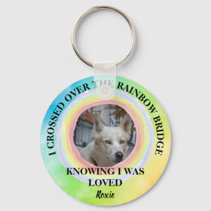 Rainbow Bridge Dog memorial, Custom photo & Name Keychain