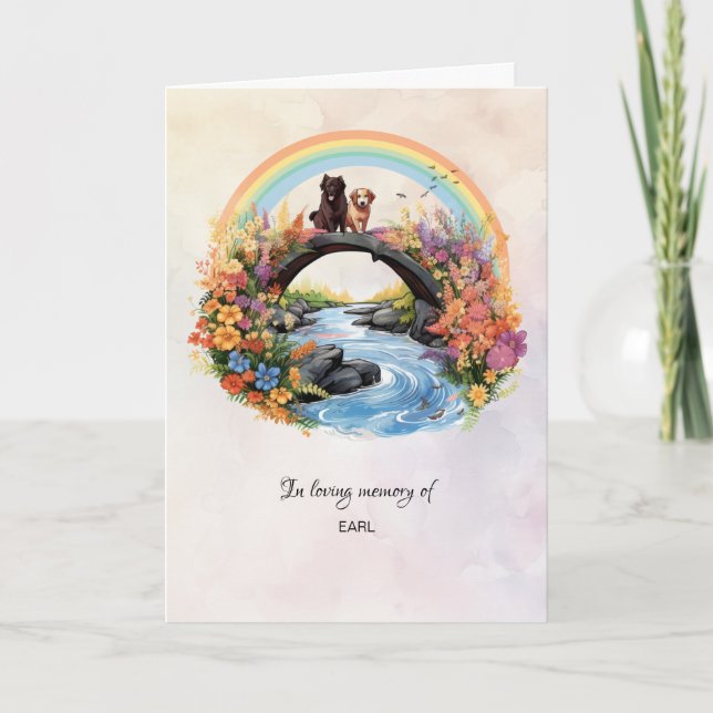 Rainbow Bridge Dogs Pet Sympathy Sentiment Card (Front)