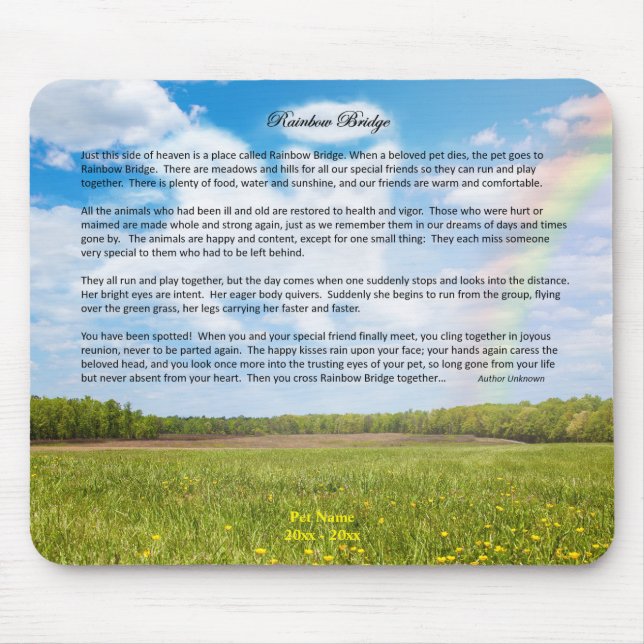 Rainbow Bridge Female Dog Sympathy Mouse Pad (Front)