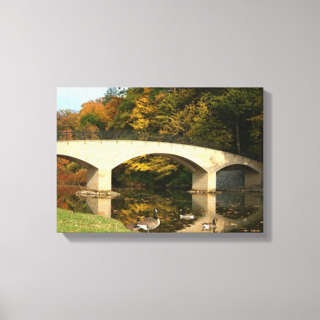 Rainbow Bridge in Fall at Grove City College Canvas Print (Front)