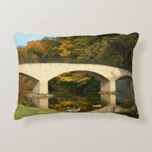 Rainbow Bridge in Fall at Grove City College Decorative Pillow