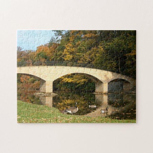 Rainbow Bridge in Fall at Grove City College Jigsaw Puzzle (Horizontal)