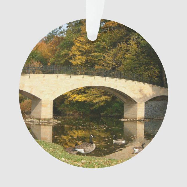Rainbow Bridge in Fall at Grove City College Ornament (Front)