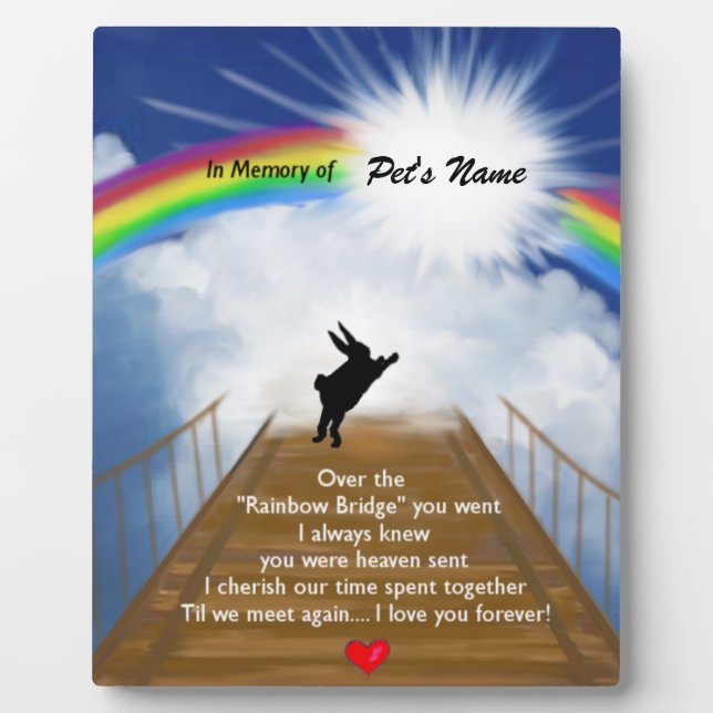 Rainbow Bridge Memorial for Rabbits Plaque (Front)