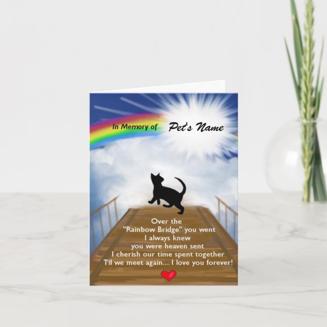 Rainbow Bridge Memorial Poem for Cats Card (Front)