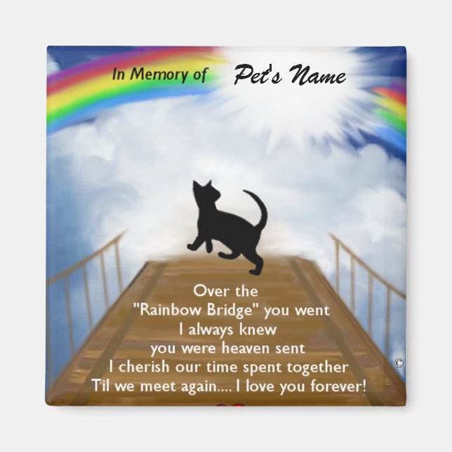 Rainbow Bridge Memorial Poem for Cats Magnet (Front)