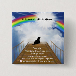 Rainbow Bridge Memorial Poem for Ferrets 2 Inch Square Button