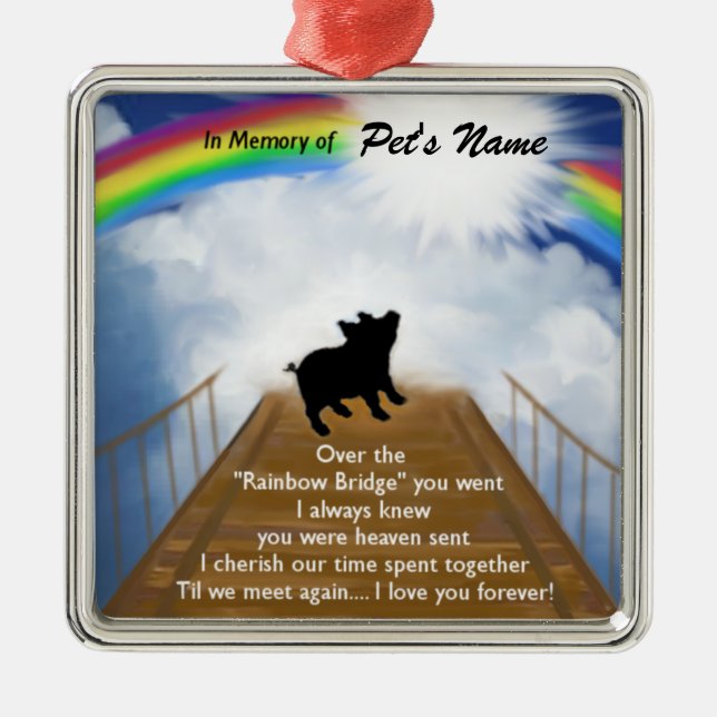 Rainbow Bridge Memorial Poem for Pigs Metal Ornament (Front)
