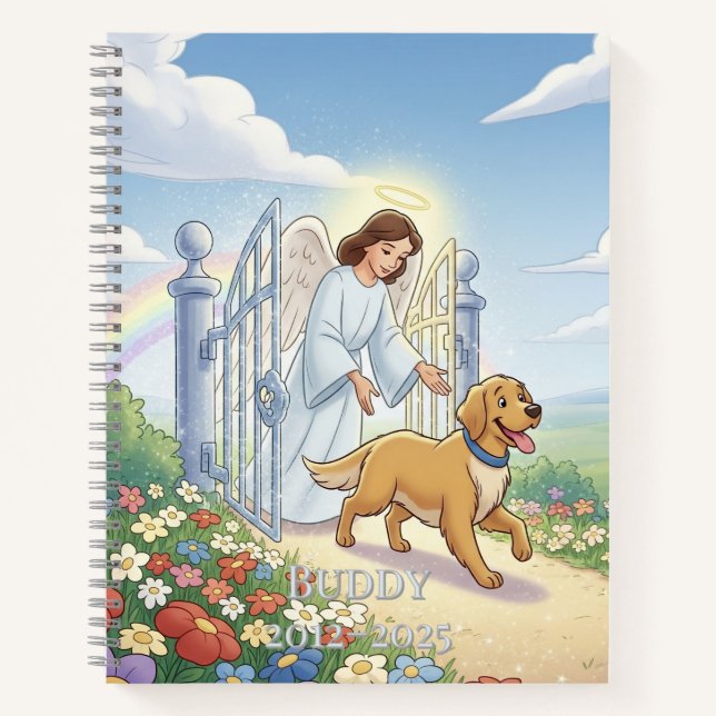 Rainbow Bridge Personalized Pet Memorial Notebook (Front)
