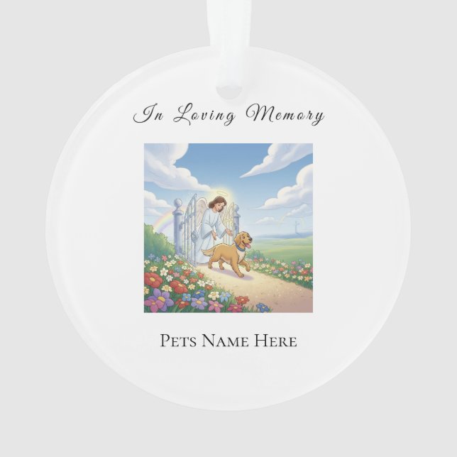 Rainbow Bridge Personalized Pet Memorial Ornament (Back)