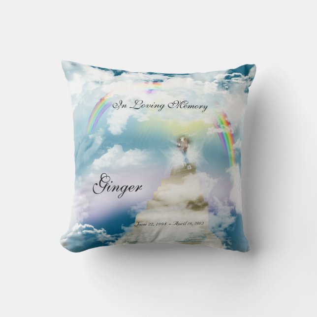 Rainbow Bridge Pet Goat Memorial Throw Pillow (Front)