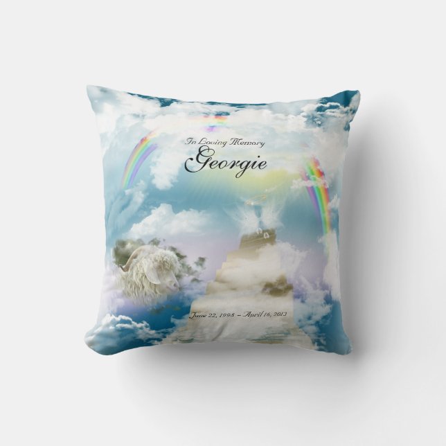 Rainbow Bridge Pet Goat Memorial Throw Pillow (Front)