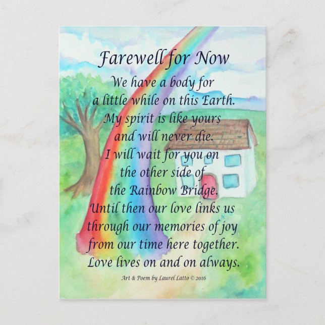 Rainbow Bridge Pet Grief Sympathy Custom Postcards (Front)