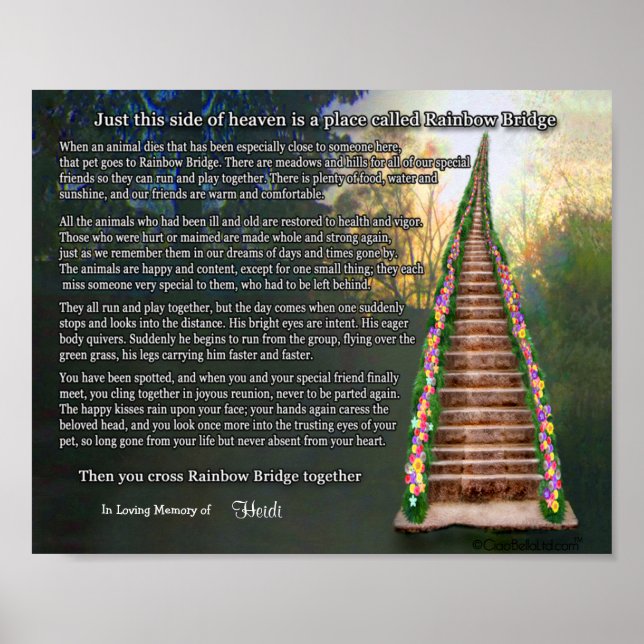 Rainbow Bridge Pet Loss Personalized Wall Print (Front)