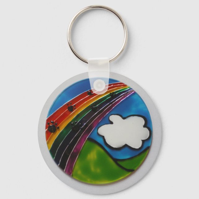 Rainbow Bridge Pet Memorial Keychain (Front)