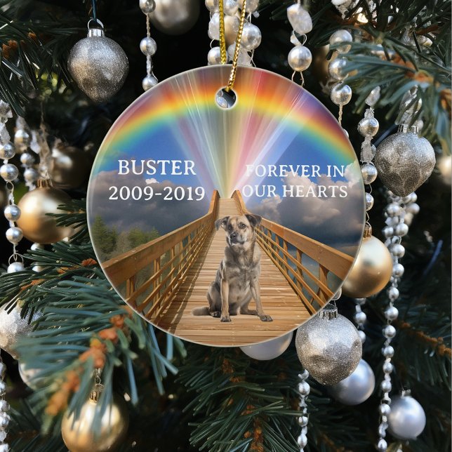 Rainbow Bridge Pet Memorial Loss Customize  Ceramic Ornament (Creator Uploaded)