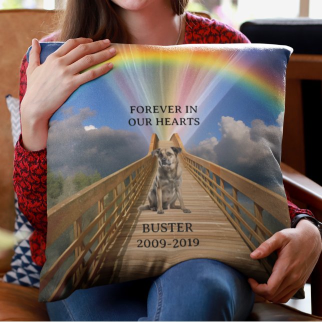 Rainbow Bridge Pet Memorial Loss Customize  Throw Pillow (Creator Uploaded)