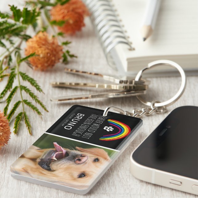 Rainbow Bridge Pet Photo Memorial Keepsake Keychain (Front Right)