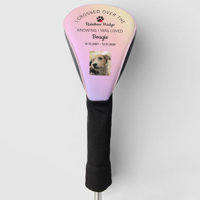 Rainbow Bridge Photo Pet Loss Memorial Golf Head Cover (Front)