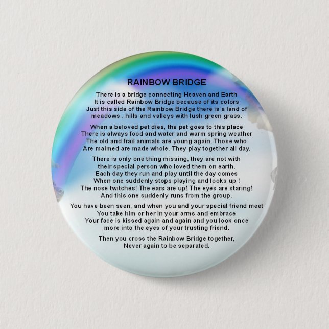Rainbow Bridge Poem 2 Inch Round Button (Front)